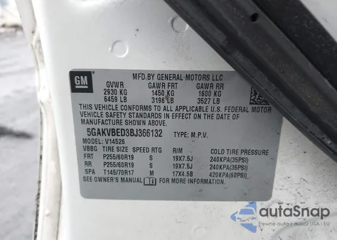 2011 Buick Enclave 1Xl from USA, damaged, VIN 5GAKVBED3BJ366132